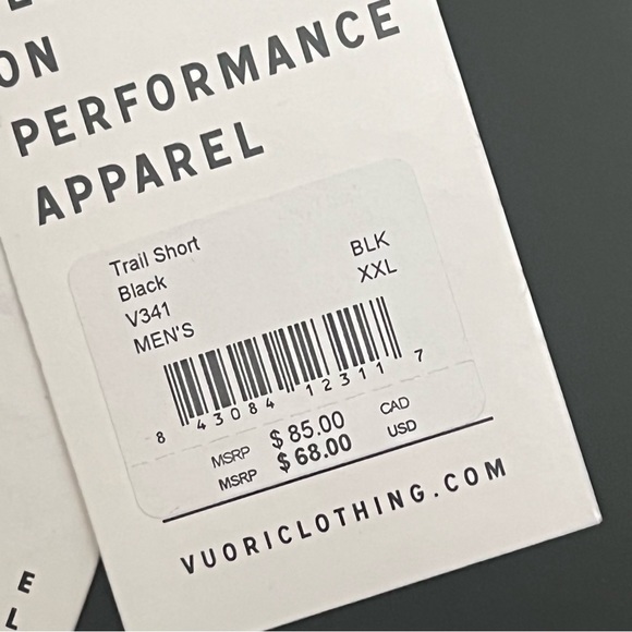 Vuori Mens Trail Shorts 6.5 Inch Inseam Lined Size XXL Black NWT $68 MSRP - Picture 6 of 6